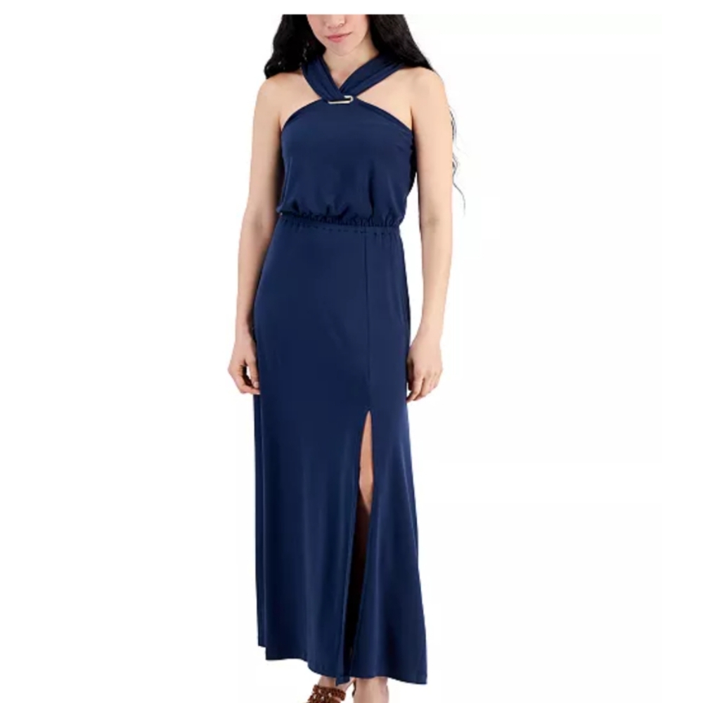INC Blue Halter Maxi Dress - NWT Petite XS - Picture 1 of 1